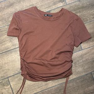 BROWN ZARA CROP TOP